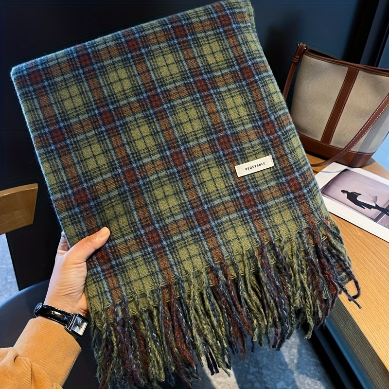 Vintage Green Plaid Tassel Sca - Cashmere Pashmina Wrap review and price