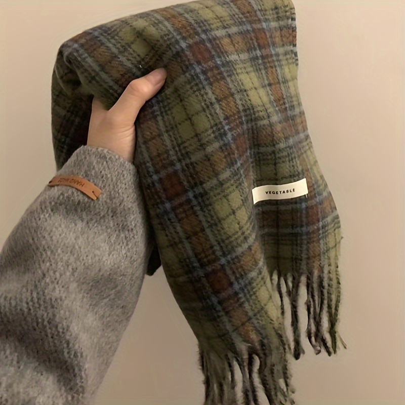 Vintage Green Plaid Tassel Sca - Cashmere Pashmina Wrap review and price