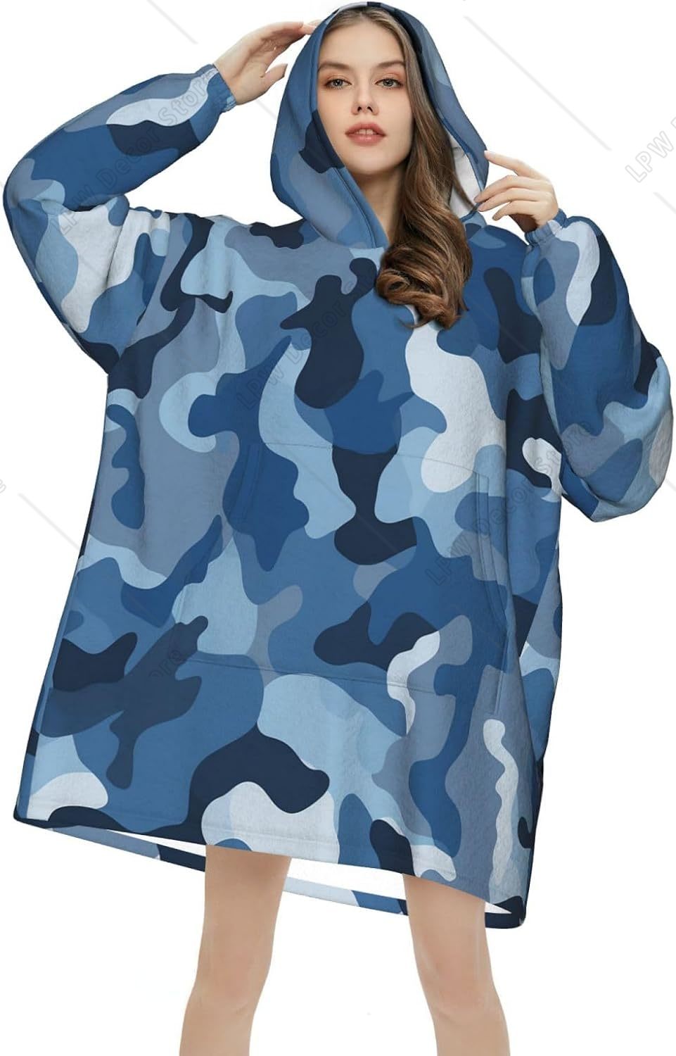 Classic Blue Camo Wearable Bla - Sherpa Hoodie Fleece review and price