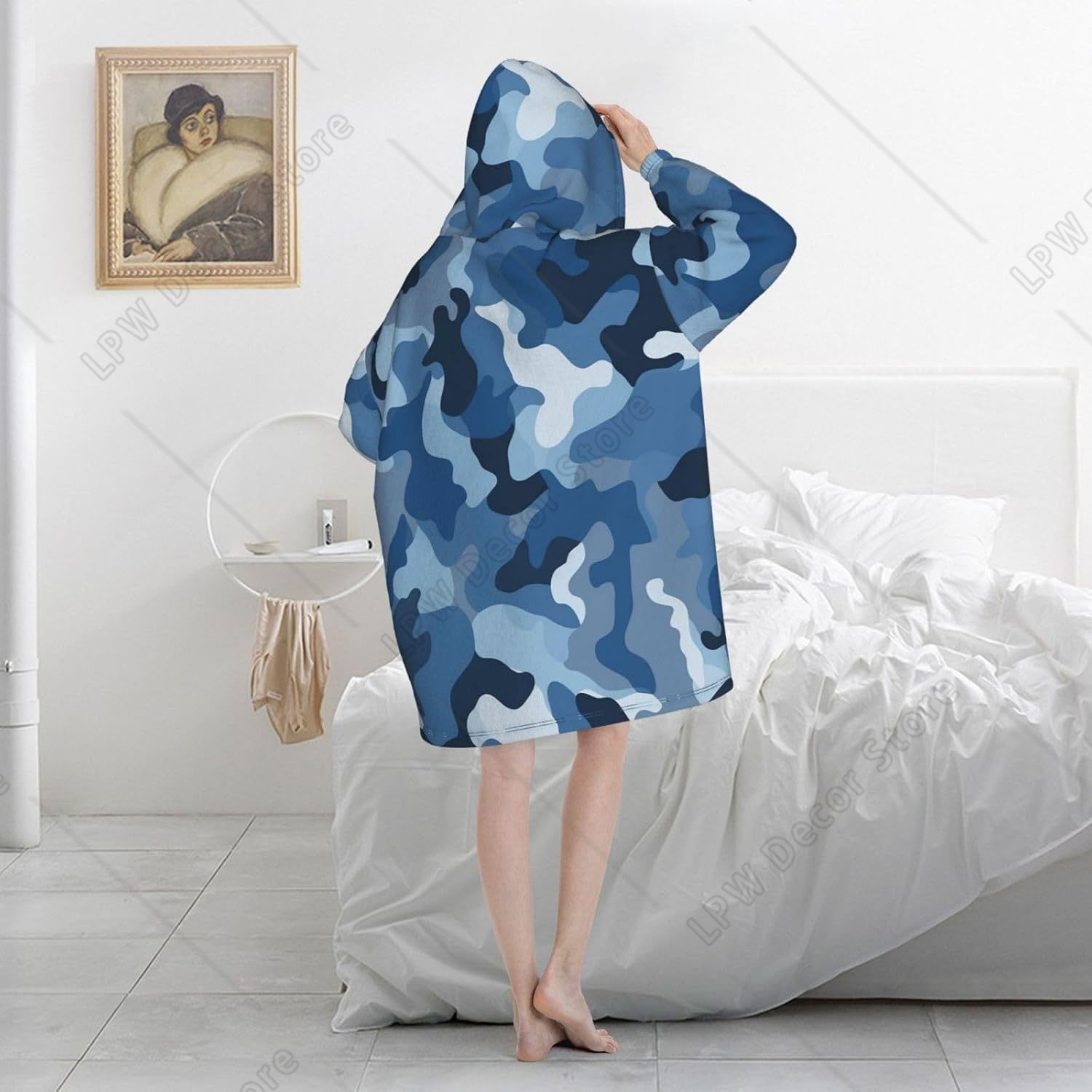 Classic Blue Camo Wearable Bla - Sherpa Hoodie Fleece review and price