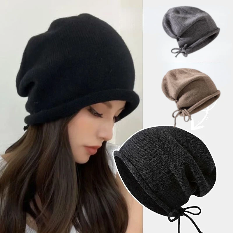 Knitted Bonnet Hoods Female Wi - Knit Beanie Hat Warm review and price