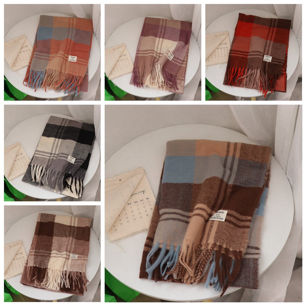 Casual Windproof Plaid Wool Sc - Wool Scarf Men review and price