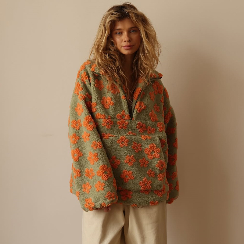 Floral Sherpa Half Zip Pullove - Sherpa Hoodie Fleece review and price