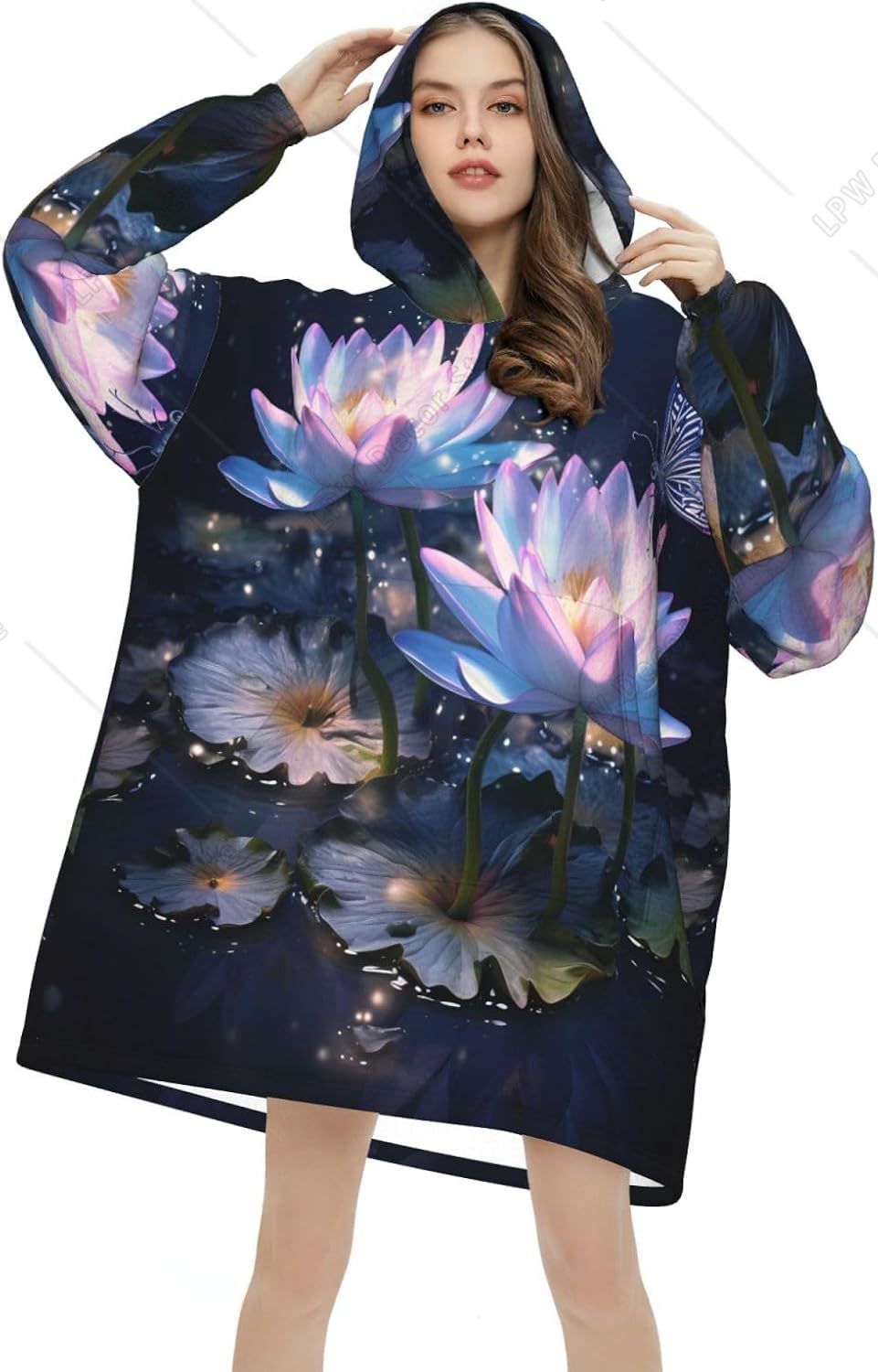 Fantasy Waterlily Wearable Bla - Sherpa Hoodie Fleece review and price
