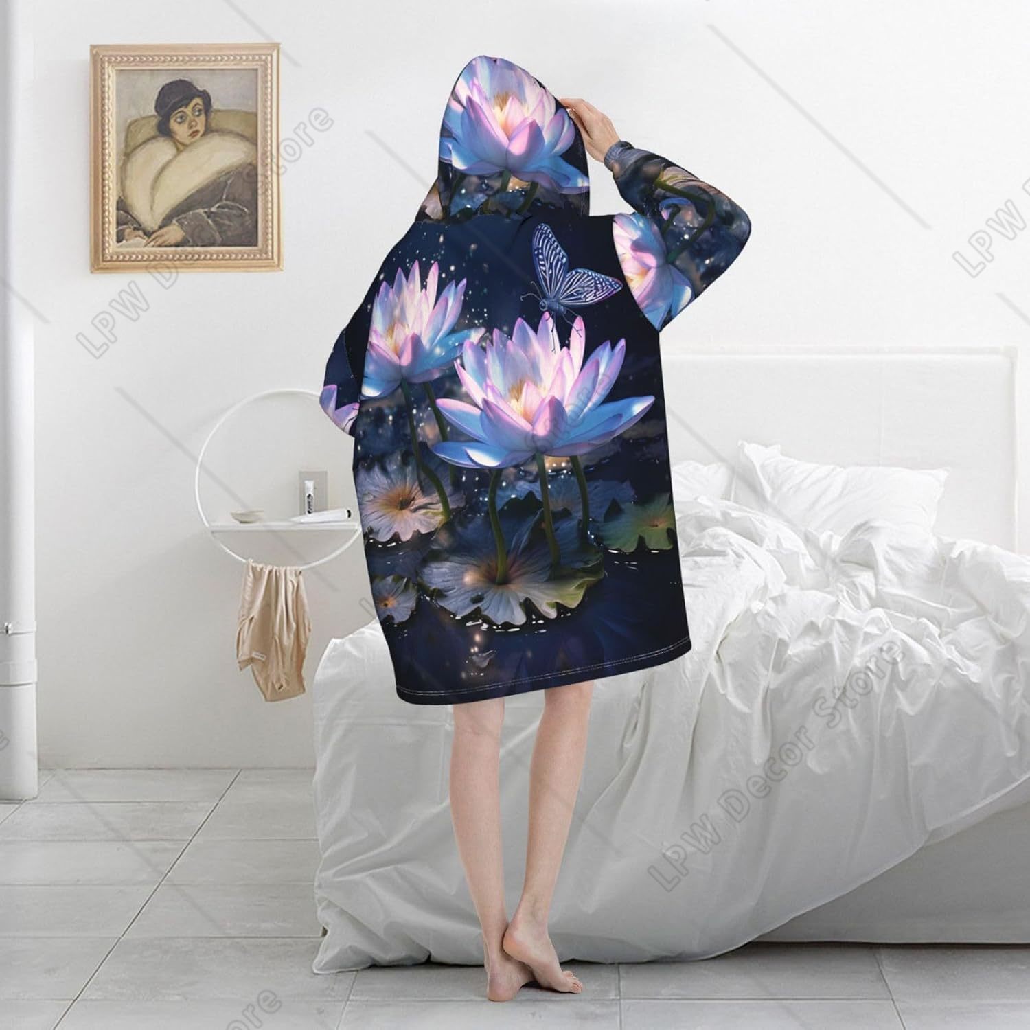 Fantasy Waterlily Wearable Bla - Sherpa Hoodie Fleece review and price
