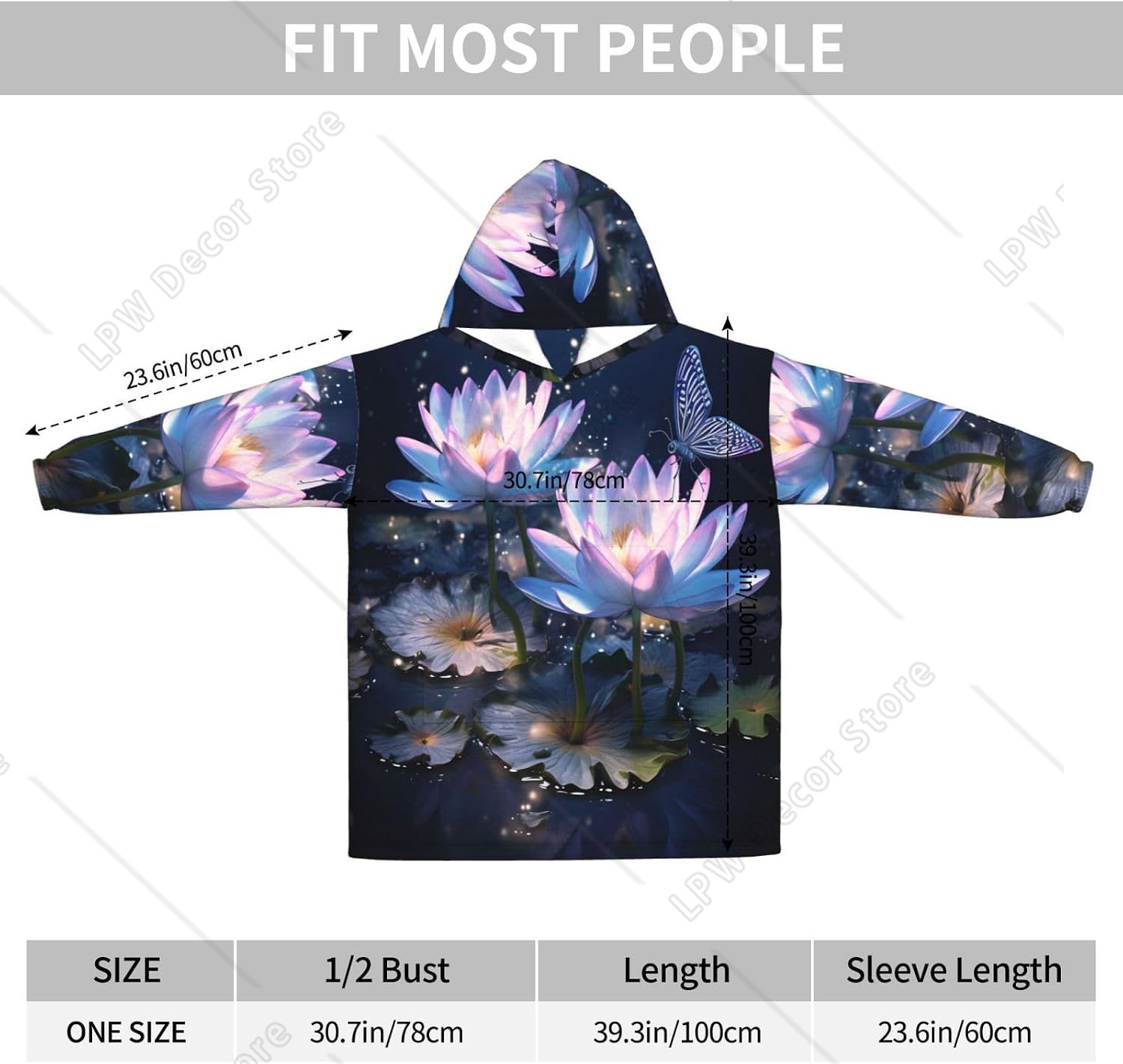 Fantasy Waterlily Wearable Bla - Sherpa Hoodie Fleece review and price