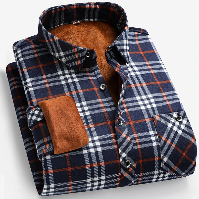 Autumn and Winter Men's Fleece - Flannel Shirt Lined review and price