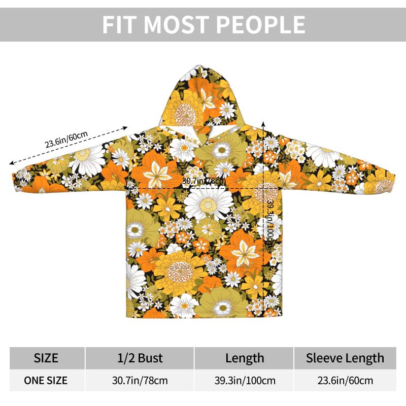 Hippie Flower Floral Retro Bla - Sherpa Hoodie Fleece review and price