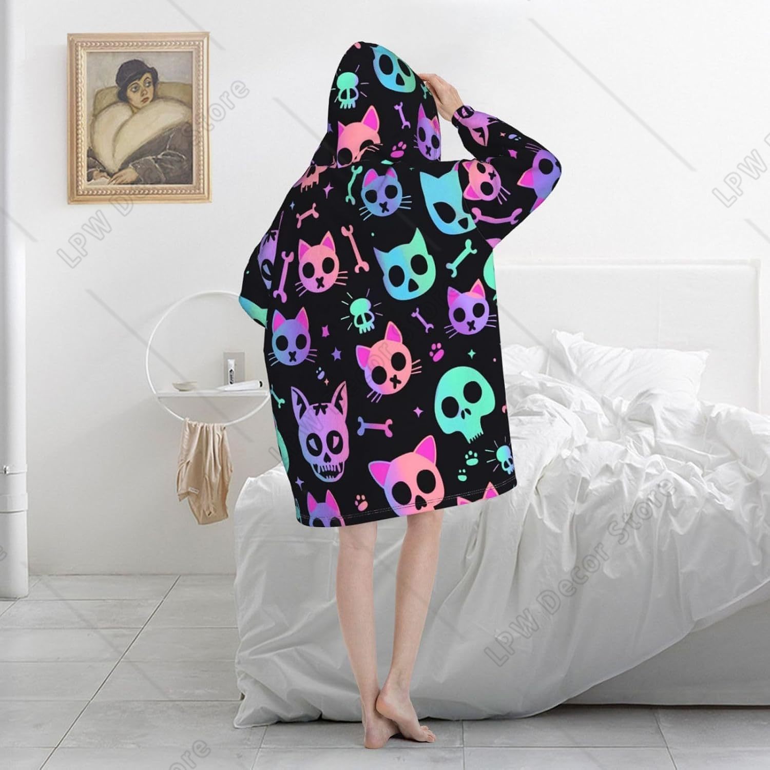 Cat Skulls Bones Wearable Blan - Sherpa Hoodie Fleece review and price