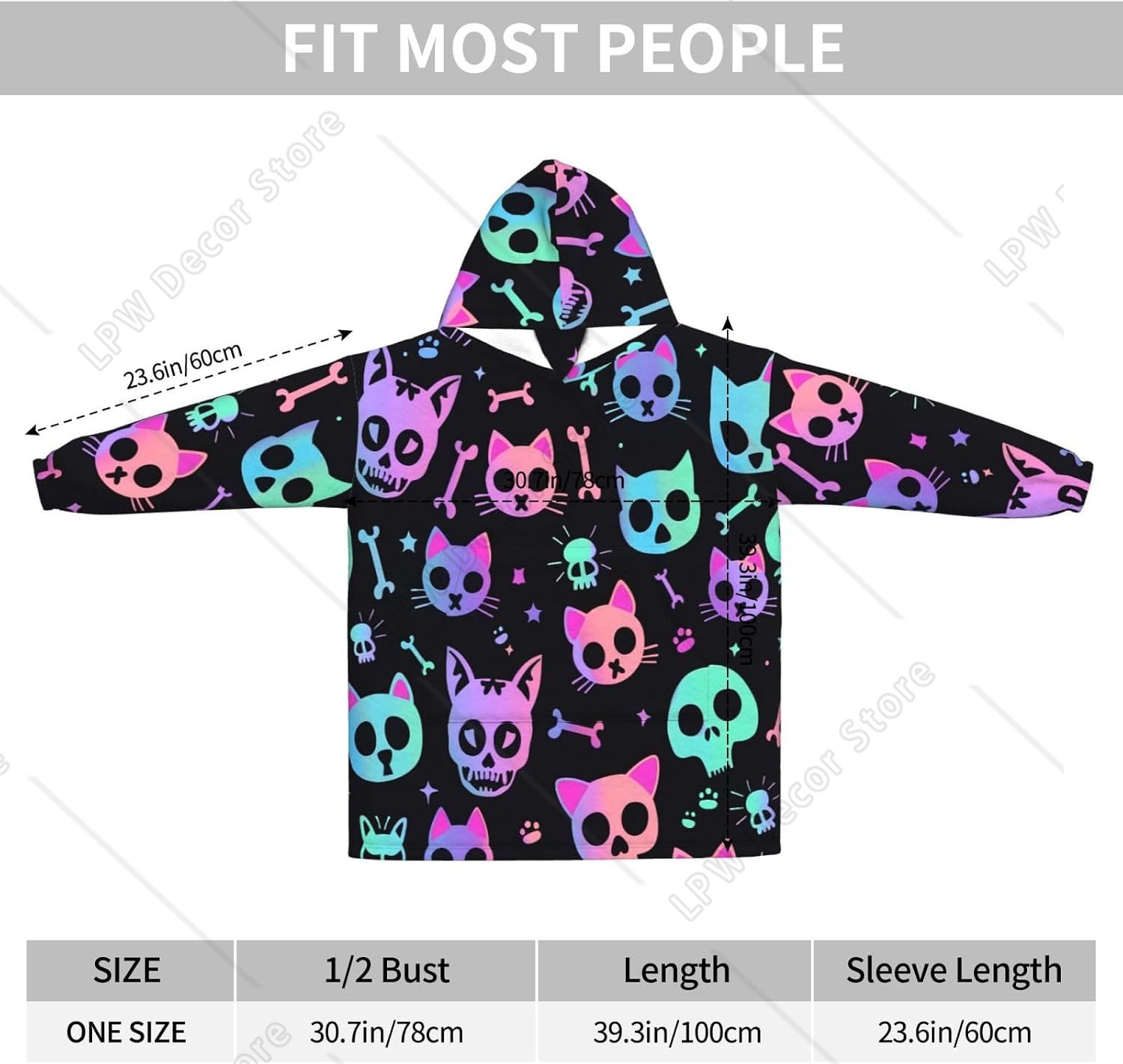 Cat Skulls Bones Wearable Blan - Sherpa Hoodie Fleece review and price