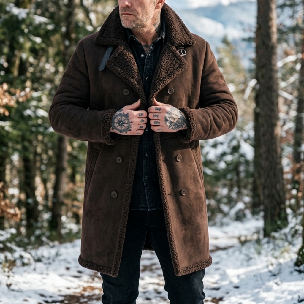 Men's Faux Suede Fur Lined Win - Down Jacket Packable review and price