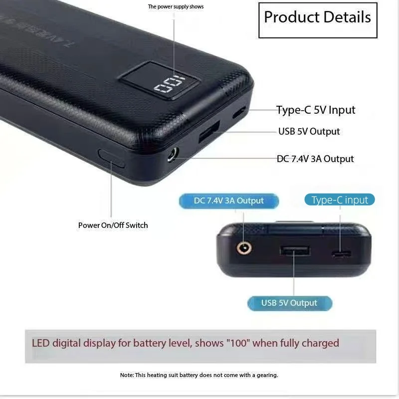 New Large Capacity 7.4V/3A/160 - Heated Vest Battery review and price