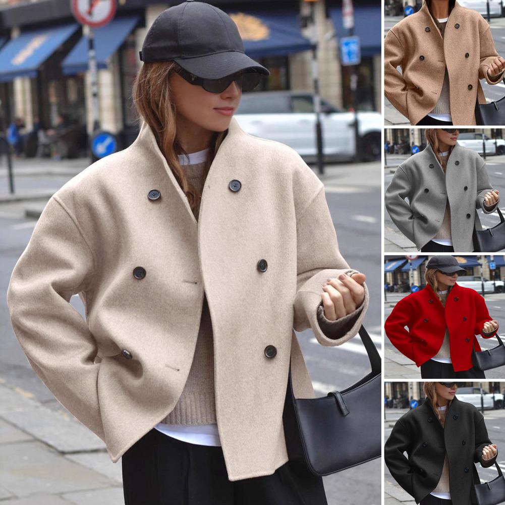 Women's Winter Cropped Wool Co - Wool Coat Peacoat review and price