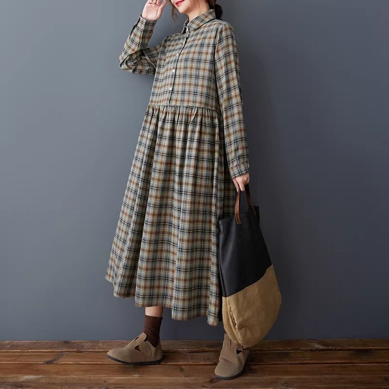 Korean Loose Retro Plaid Shirt - Flannel Shirt Lined review and price