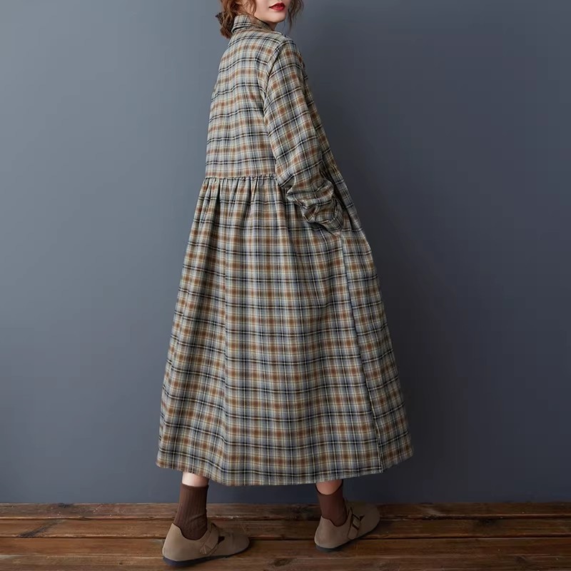 Korean Loose Retro Plaid Shirt - Flannel Shirt Lined review and price