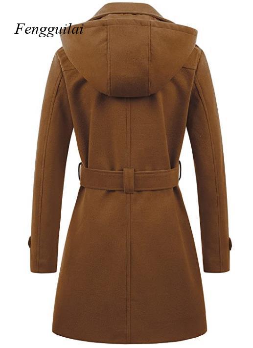 Women's Black Hooded Double Br - Wool Coat Peacoat review and price