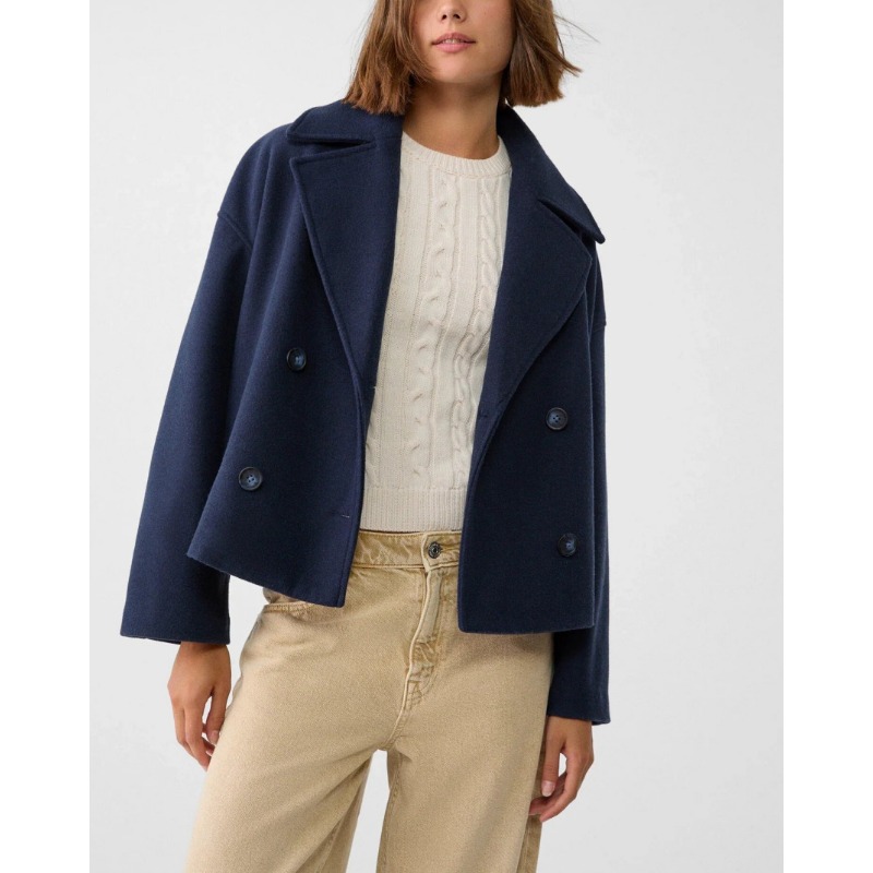 Women's Oversized Double Breas - Wool Coat Peacoat review and price