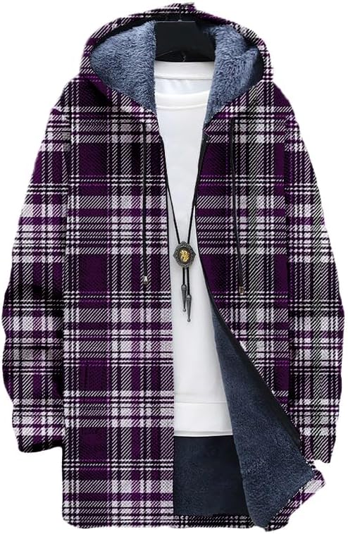 Men's Plaid Cardigan Oversized - Sherpa Hoodie Fleece review and price