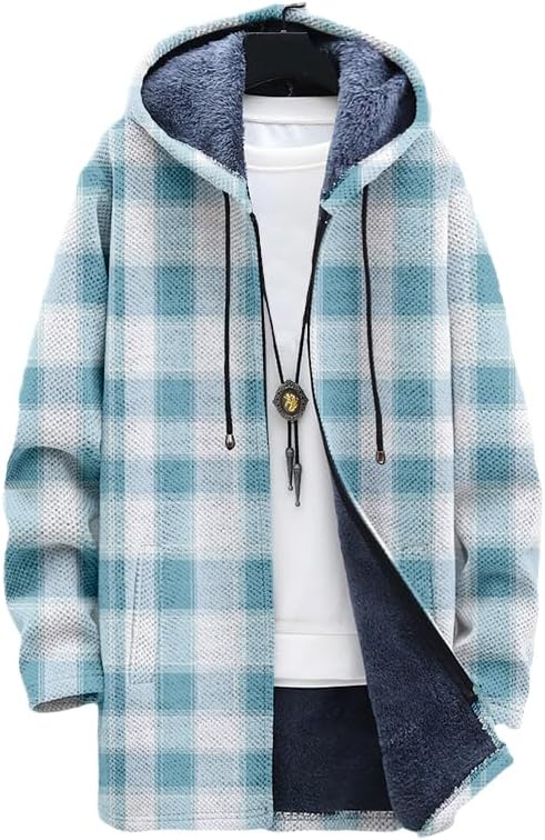 Men's Plaid Cardigan Oversized - Sherpa Hoodie Fleece review and price