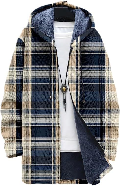 Men's Plaid Cardigan Oversized - Sherpa Hoodie Fleece review and price