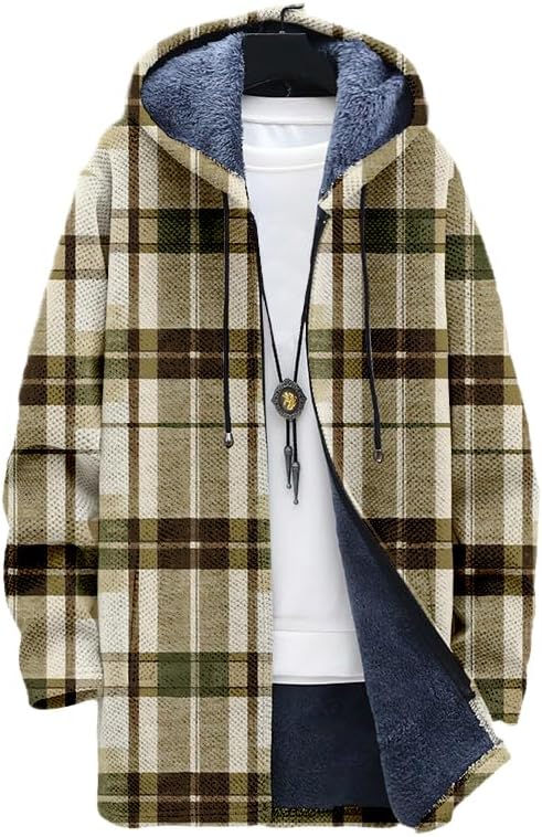 Men's Plaid Cardigan Oversized - Sherpa Hoodie Fleece review and price
