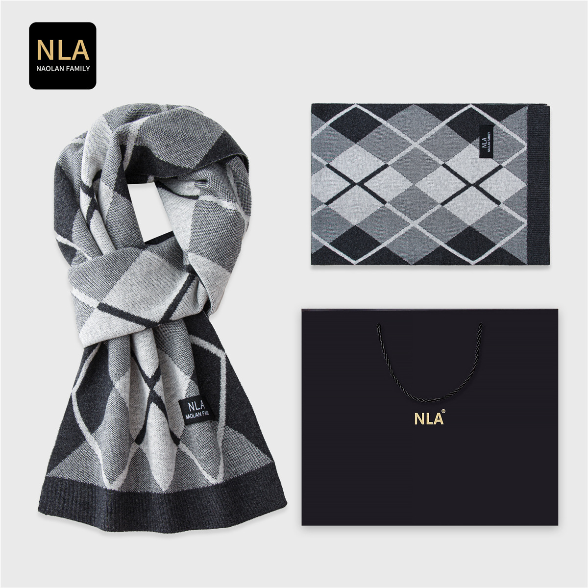 Gift Box Knitted Men's Wool Sc - Wool Scarf Men review and price