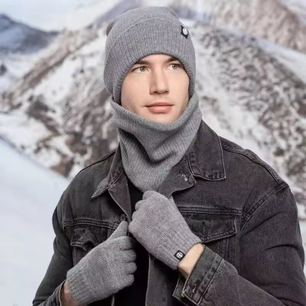 3pcs Winter Beanie Hat Gloves  - Wool Scarf Men review and price
