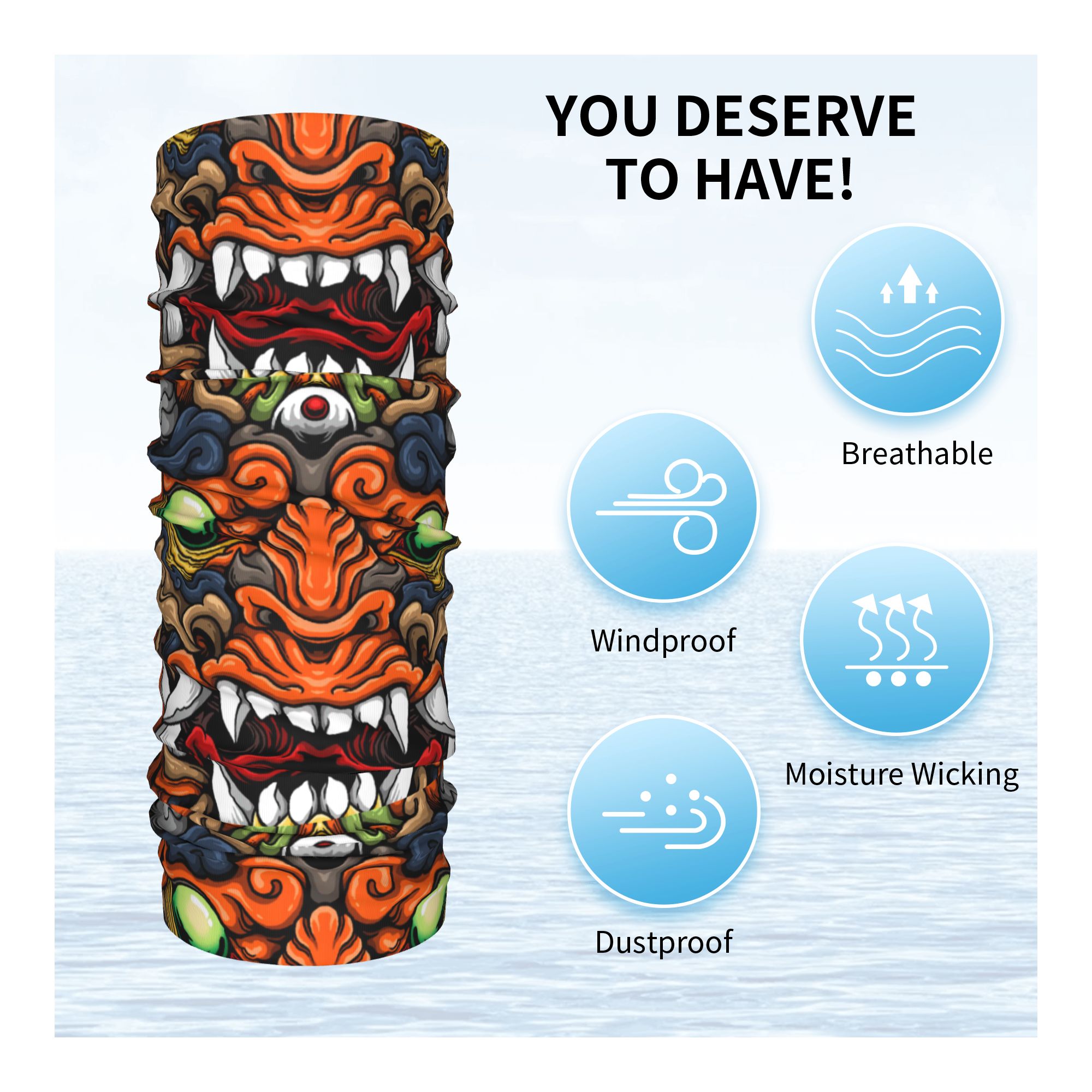 Custom Samurai Demon Oni Winte - Neck Gaiter Fleece review and price